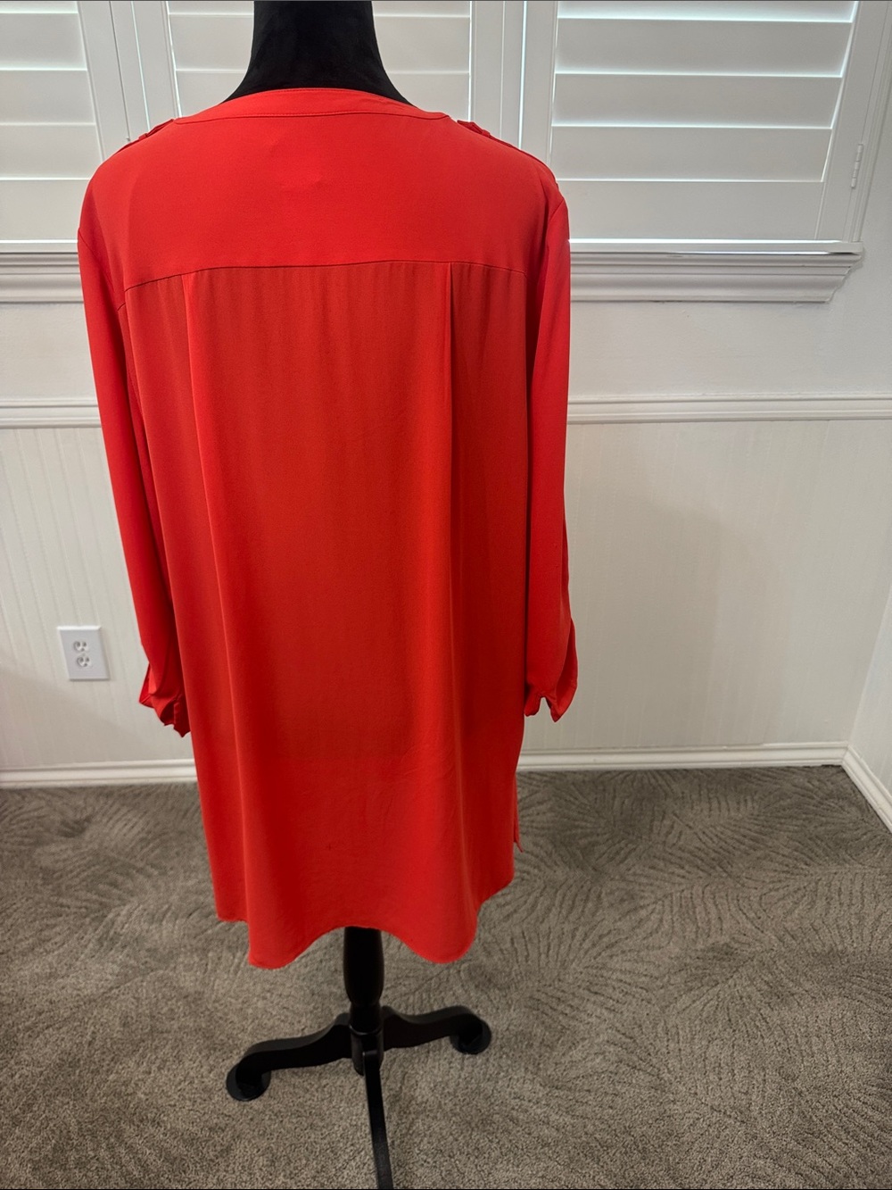 Chico's Red Split-Neck Ruffle Tunic - Picture 2 of 7